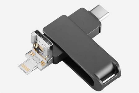 Swivel USB Flash Drive, 4-in-1